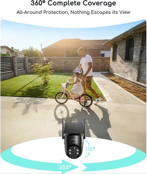 COOAU C5 Kamera Solarna WiFi 2K 360° AI Bezprzewodowa IP66
