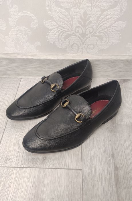 Туфли лоферы кожаные черные River Island мужские 40 р