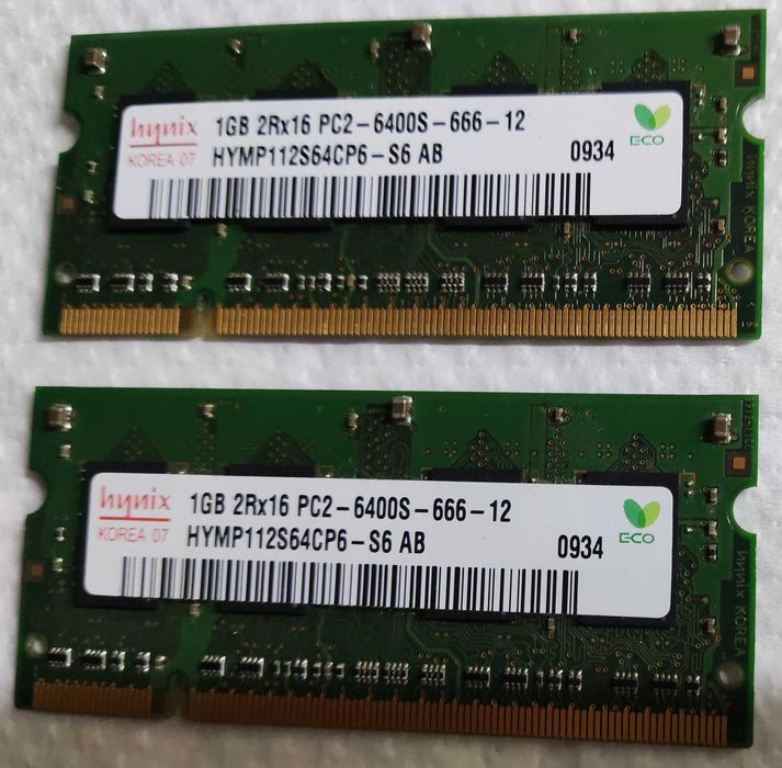 2 Memórias RAM (2GB) so-dim DDR2 1GB + 1GB - PC264297675173761120