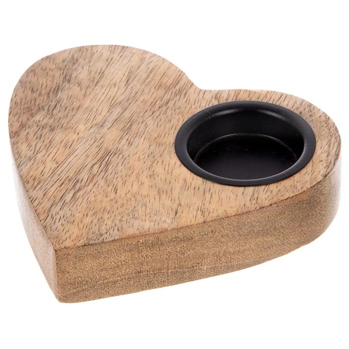 Świecznik Drewniany Serce Mango Tealight Loft Dekoracja Naturalna Do Salonu Przedpokoju Mebliva