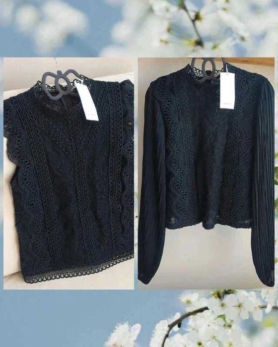 Bluzka czarna koronkowa elegancka 36 S