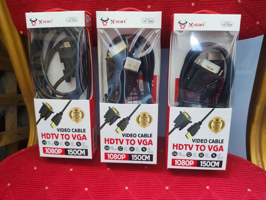 Kabel HDMI 1080P VGA Przewód do Komputera PC Laptopa Monitora video