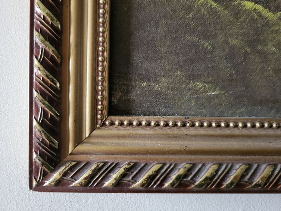 Obraz olejny "Brzozy", w drewnianej ramie.