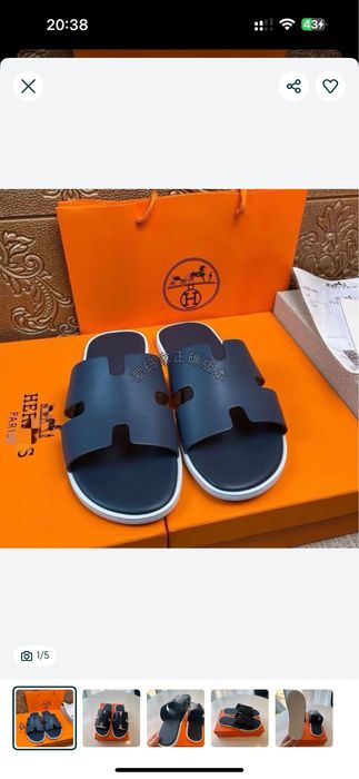 Тапки,шлепки Hermes мужские,кожа