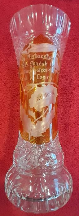 Wazon kryształowy PRL szerokość 11cm wysokość 29cm