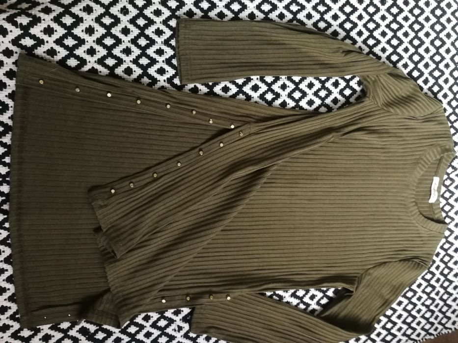 Tunika rozcięcia dżety ćwieki khaki