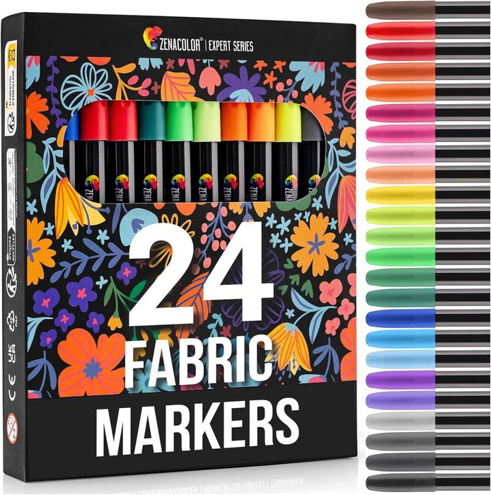 Фломастери текстильні Zenacolor 24шт.