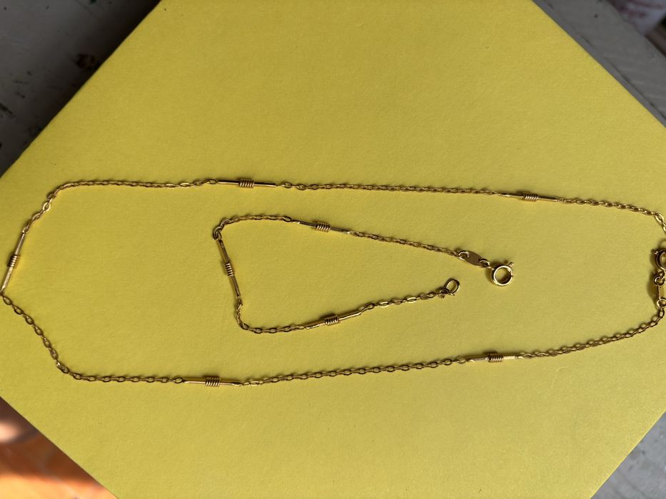 Conjunto colar e pulseira banhado a ouro para senhora ZRC