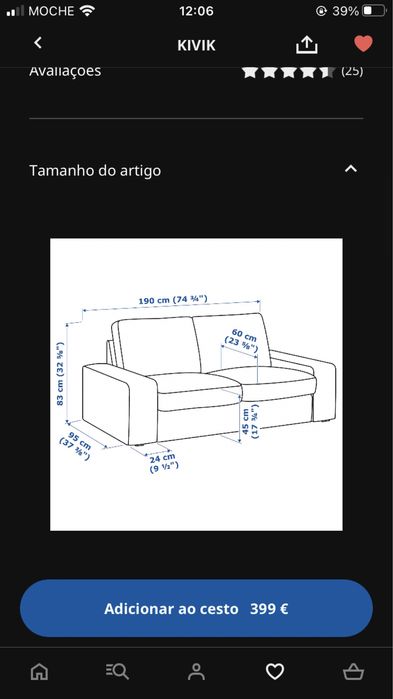 Sofá IKEA, cinzento.