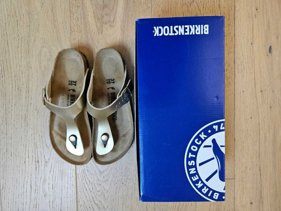 Birkenstock Gizeh 37 złote gold narrow
