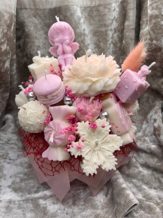 Piękny bukiet świąteczny świec świeczek hande made