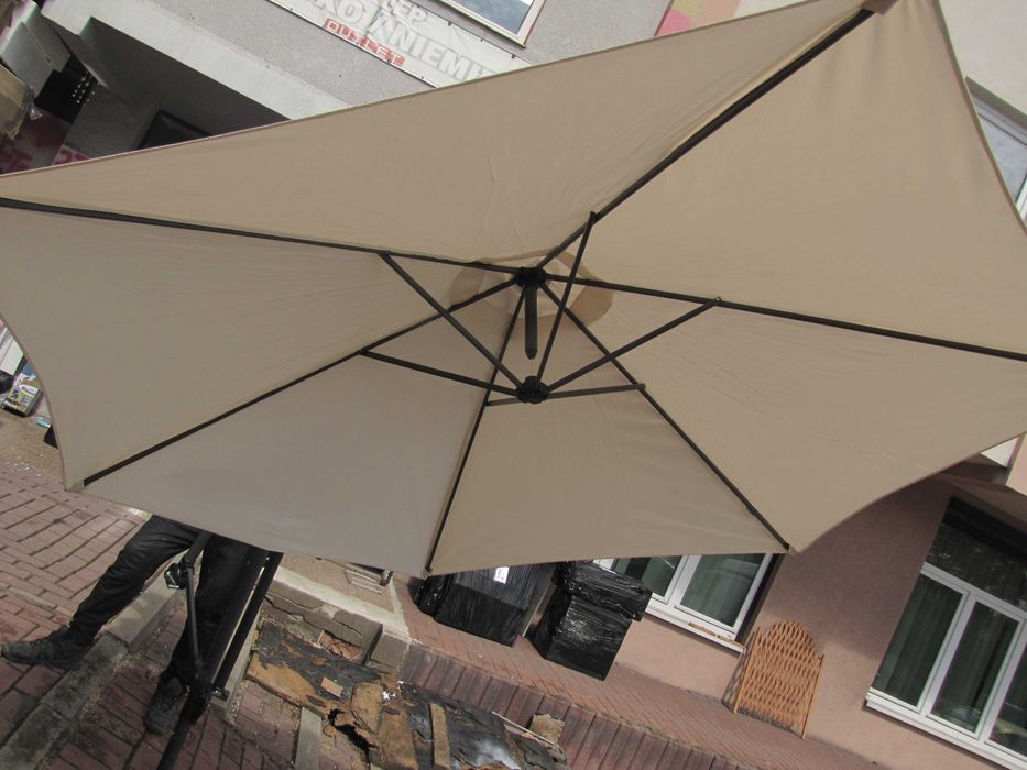 Parasol ogrodowy 300 cm beżowy z podstawą regulowany Vounot