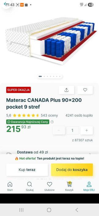 Materac sprzedam za półdarmo