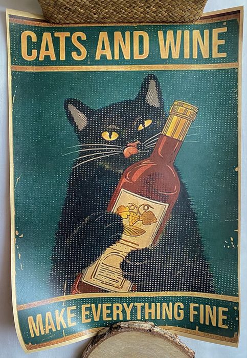 Plakat Black Cat & Wine