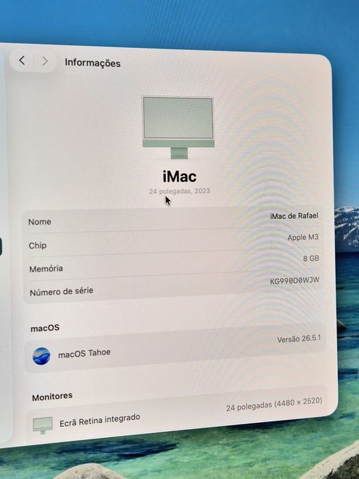 iMac 24" M3 Verde 256GB 8GB | Como Novo | 3 Anos Garantia