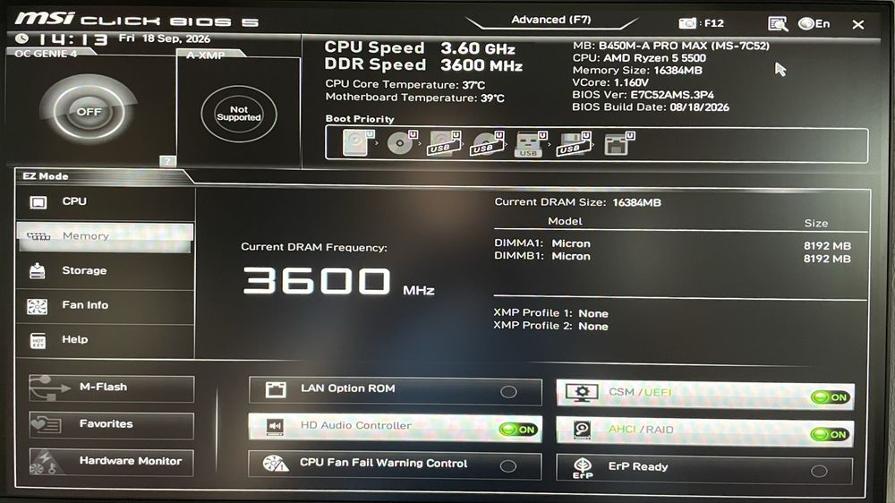 Ігровий комплект Ryzen 5 5500 MSI B450M 16GB DDR4 кулер