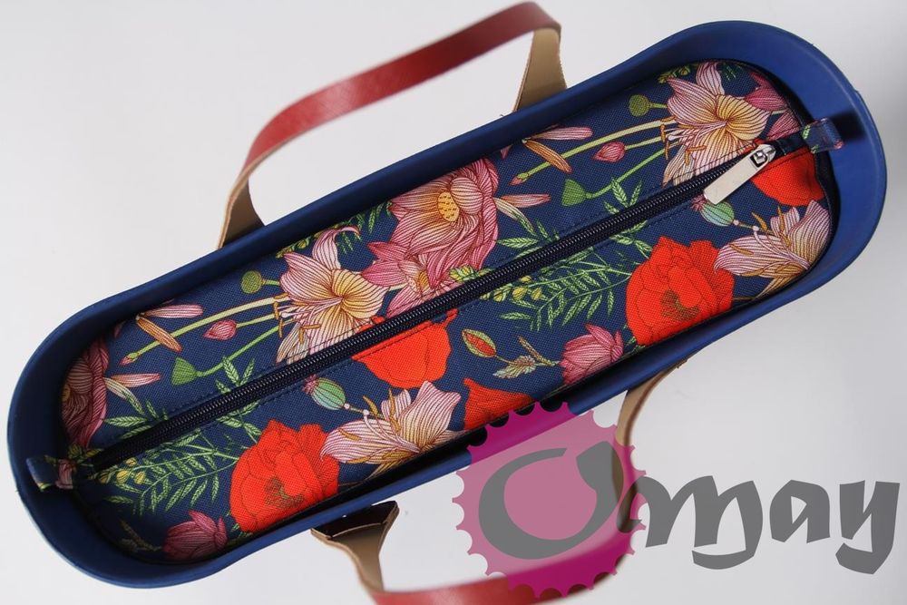 Granatowy organizer do OBAG STANDARD maki kwiaty 2kieszenie wkład OMAY