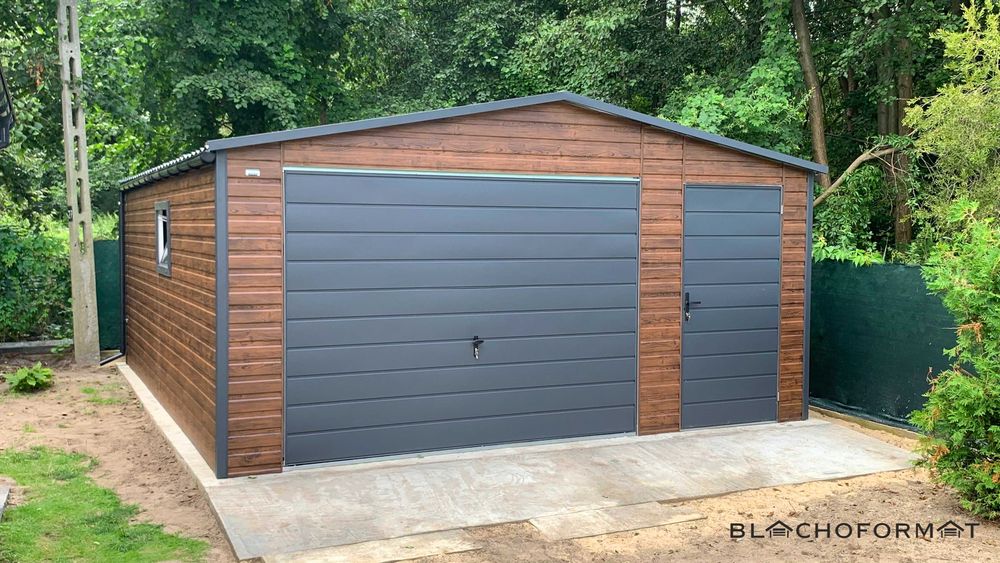 Garaż blaszany blaszak 5x6 drewnopodobny z profila zamkniętego