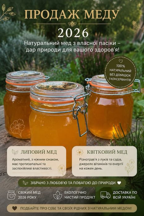 Домашній мед 2026 з сотами