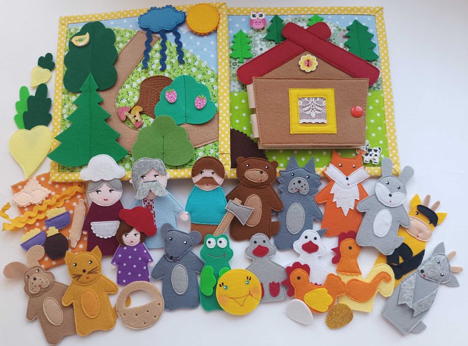 Пальчиковий театр 20 персонажів,12 Казок. Ручна робота.В наявності!