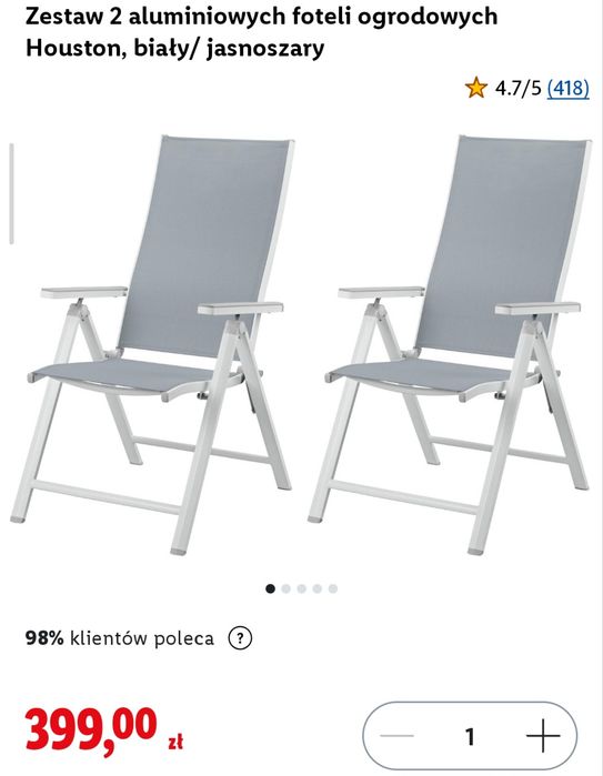 Dwa Krzesła aluminiowe z regulacją oparcia