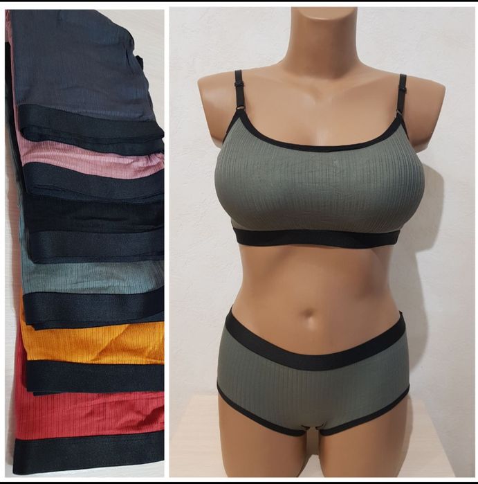 Топ и трусики в рубчик_Набор спортивного белья