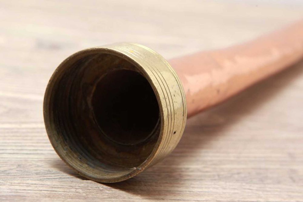 Antiga e grande Agulheta/ponteira de Bombeiro em Cobre e Latão