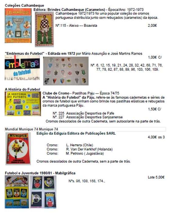 Cromos de Diversas Coleções de 1972 a 2024
