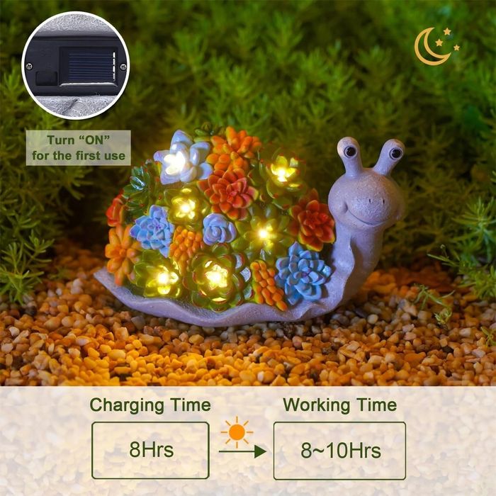 Lampka  Solarna Figurka Do Ogrodu LED Świecąca Śmieszna Ślimak