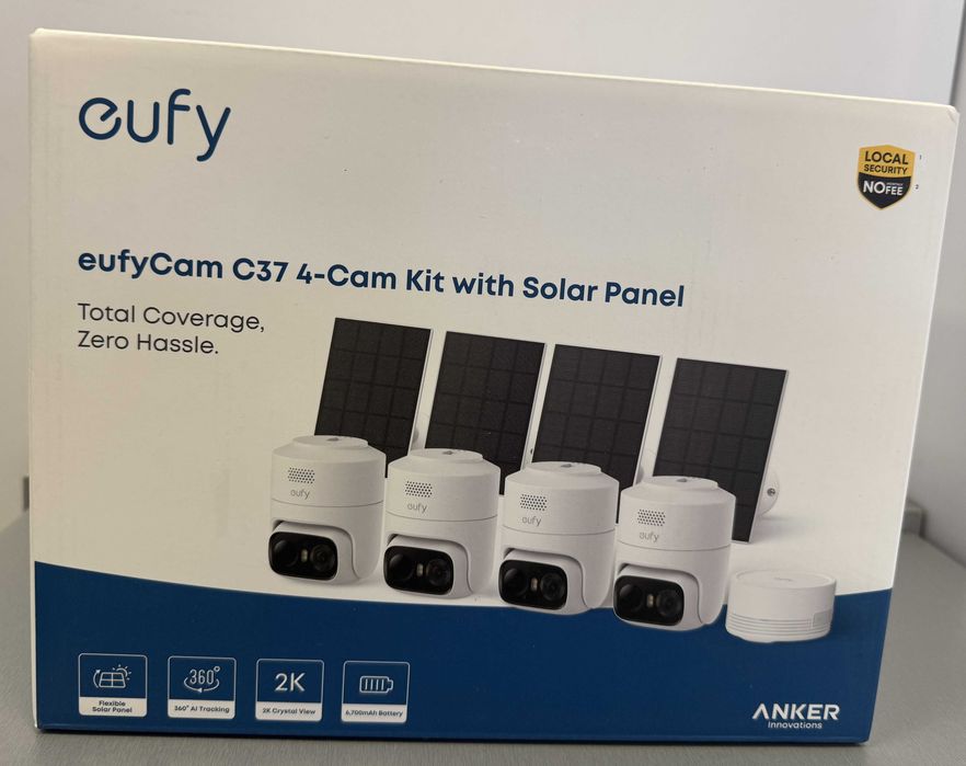 Nowy zestaw kamer monitoringu eufyCam C37 2K (4 szt.) + panele słoneczne