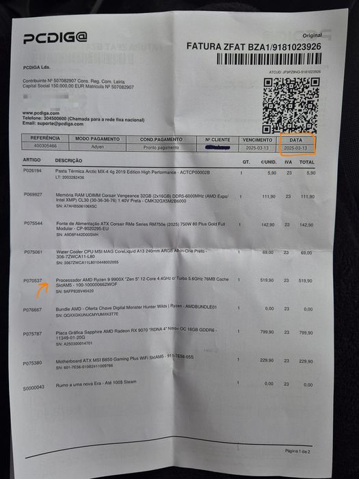 Ryzen 9 9900x novo com garantia