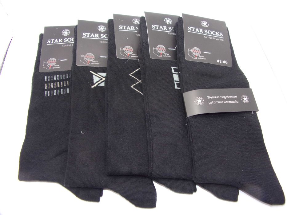 5x Skarpety bawełniane męskie, czarne 43/46 , art 6519