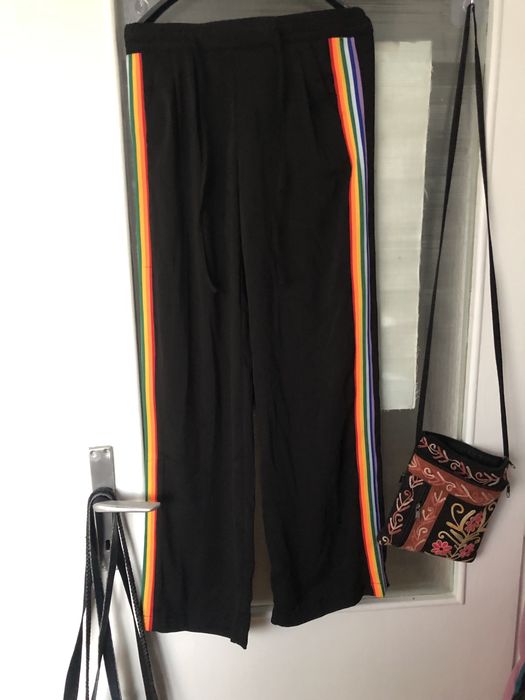 Tally Weijl czarne szerokie spodnie z lampasami 34 XS