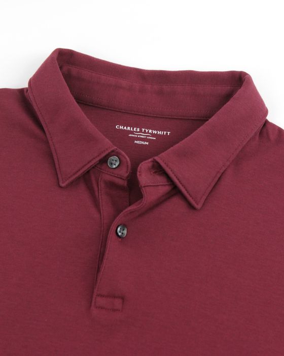CHARLES TYRWHITT чоловіче поло бургунді з довгим рукавом. Оригінал. М