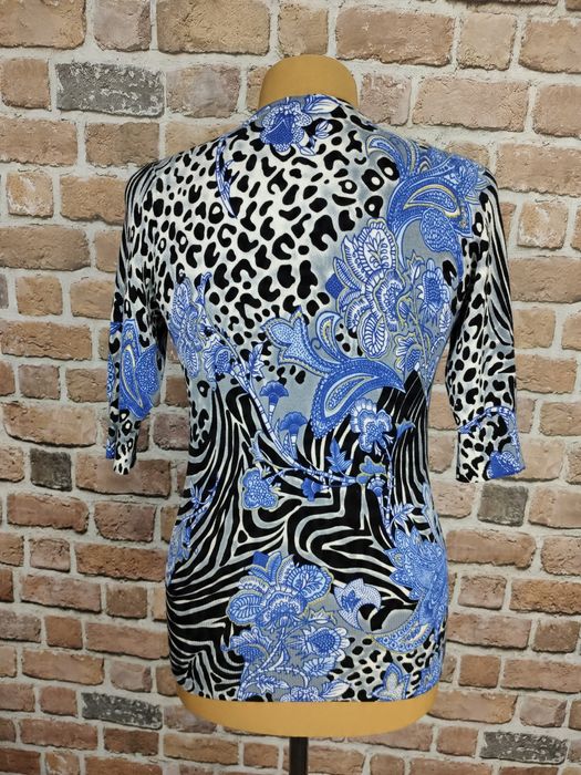 Cache damski wzorzysty sweter krótki rękaw rozm. S