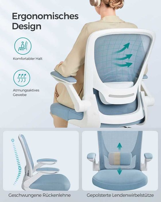 Fotel obrotowy krzesło biurowe ergonomiczne mglisty niebieski