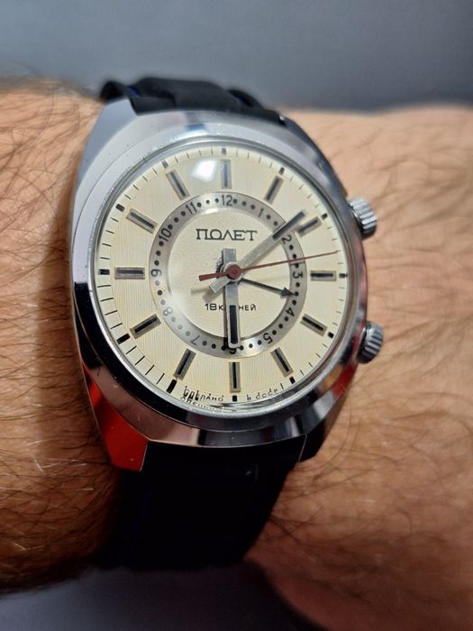 Poljot sygnał alarm budzik chrom vintage