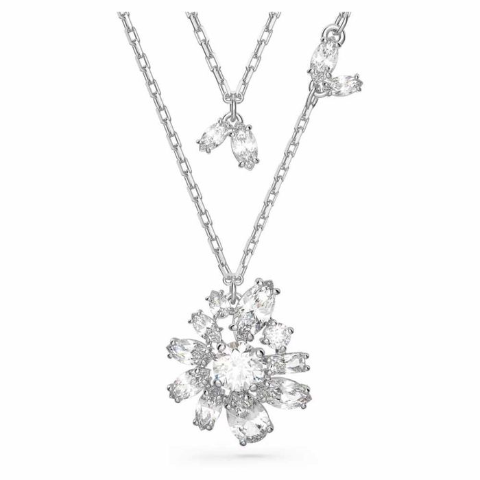 Naszyjnik Swarovski - Gema Flower, White, Silver