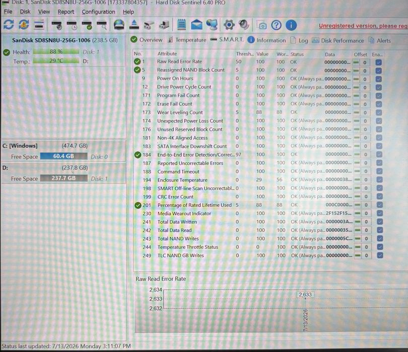SSD 256 Gb, SanDisk m2 2280