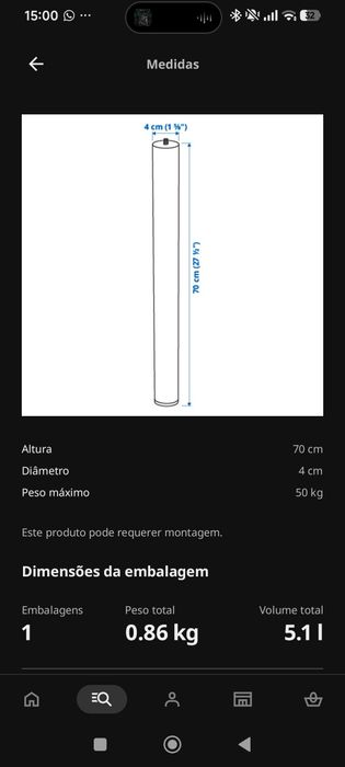 Pé para tampo/móvel