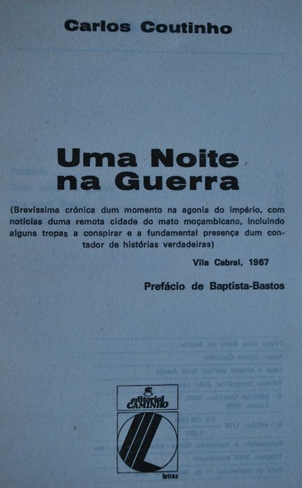 Uma Noite Na Guerra (Ultramar/Moçambique) de Carlos Coutinho