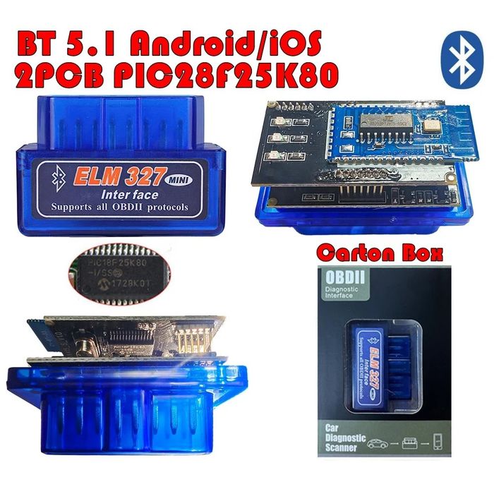 Автосканер, bluetooth wifi ELM327 v1.5 дві плати OBDII PIC18F25K80