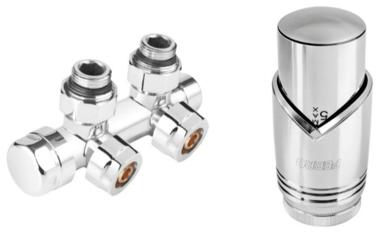 Termostat łazienkowy - FERRO zestaw termostatyczny chrom
katowy, chrom