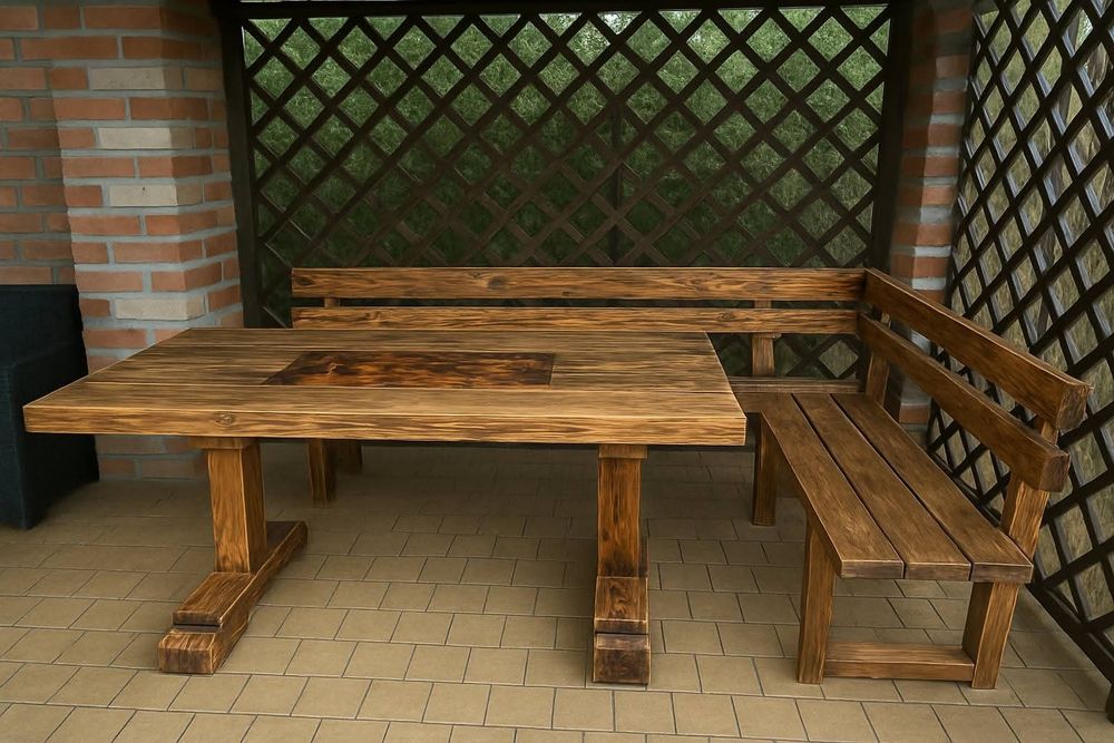 Stół wraz z ławkami