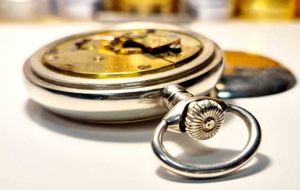 Kieszonkowy ELGIN U.S.A. - Lite srebro Sterling 925 UNIKAT