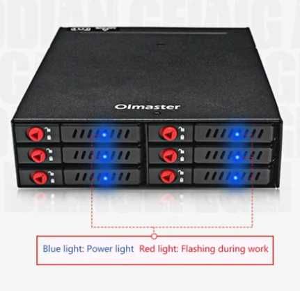 Caixa de Disco Rígido OImaster MR-6601 com Seis Compartimentos Ópticos