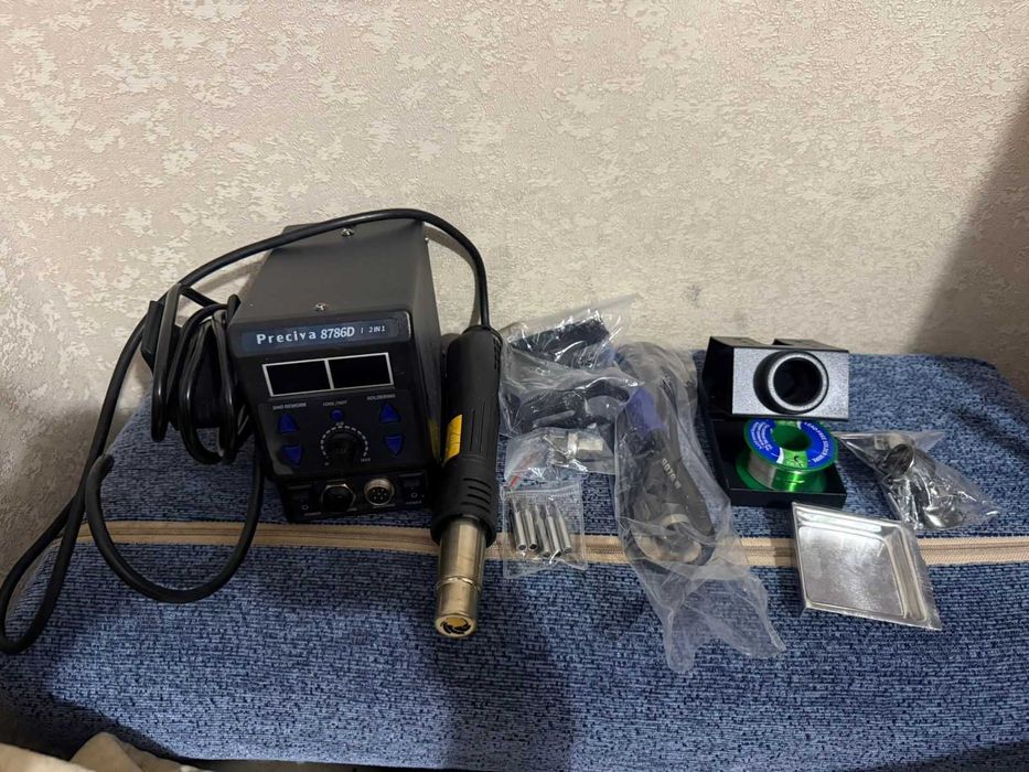 Паяльна станція регульована теплова гармата стійка 740Вт Preciva 2в1