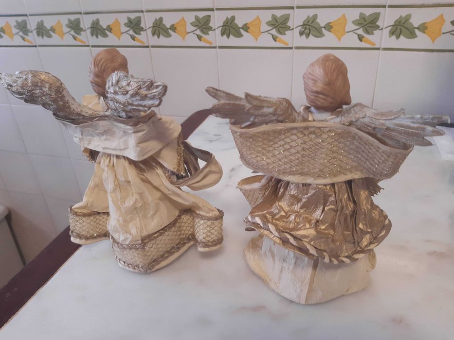 2 Anjos artesanato filipino, altura 21cm, como novos