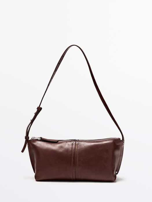 Сумка на плече зі шкіри наппа massimo dutti