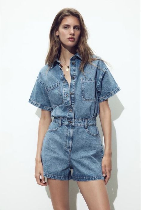 Джинсовий комбінезон zara xs денім